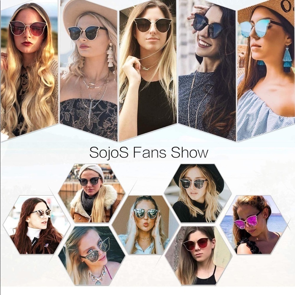 💸SOJOS Cateye Sunglasses Oversized Mirrored Lens💸 - Picture 11 of 16